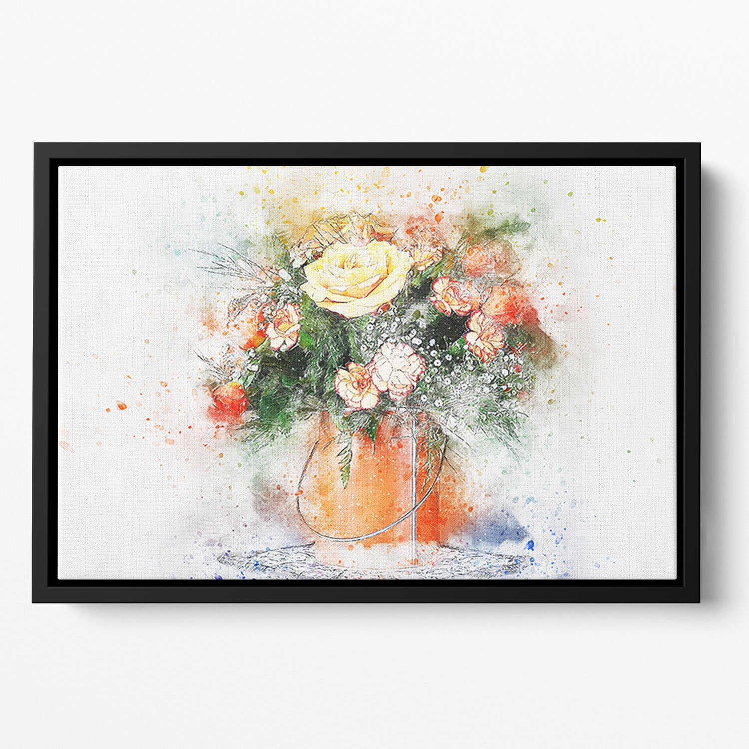 Flower Painting Floating Framed Canvas