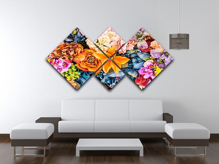 Flower background 4 Square Multi Panel Canvas  - Canvas Art Rocks - 3