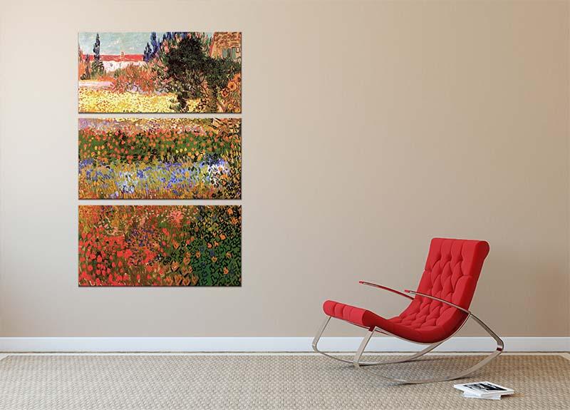 Flowering Garden by Van Gogh 3 Split Panel Canvas Print - Canvas Art Rocks - 2