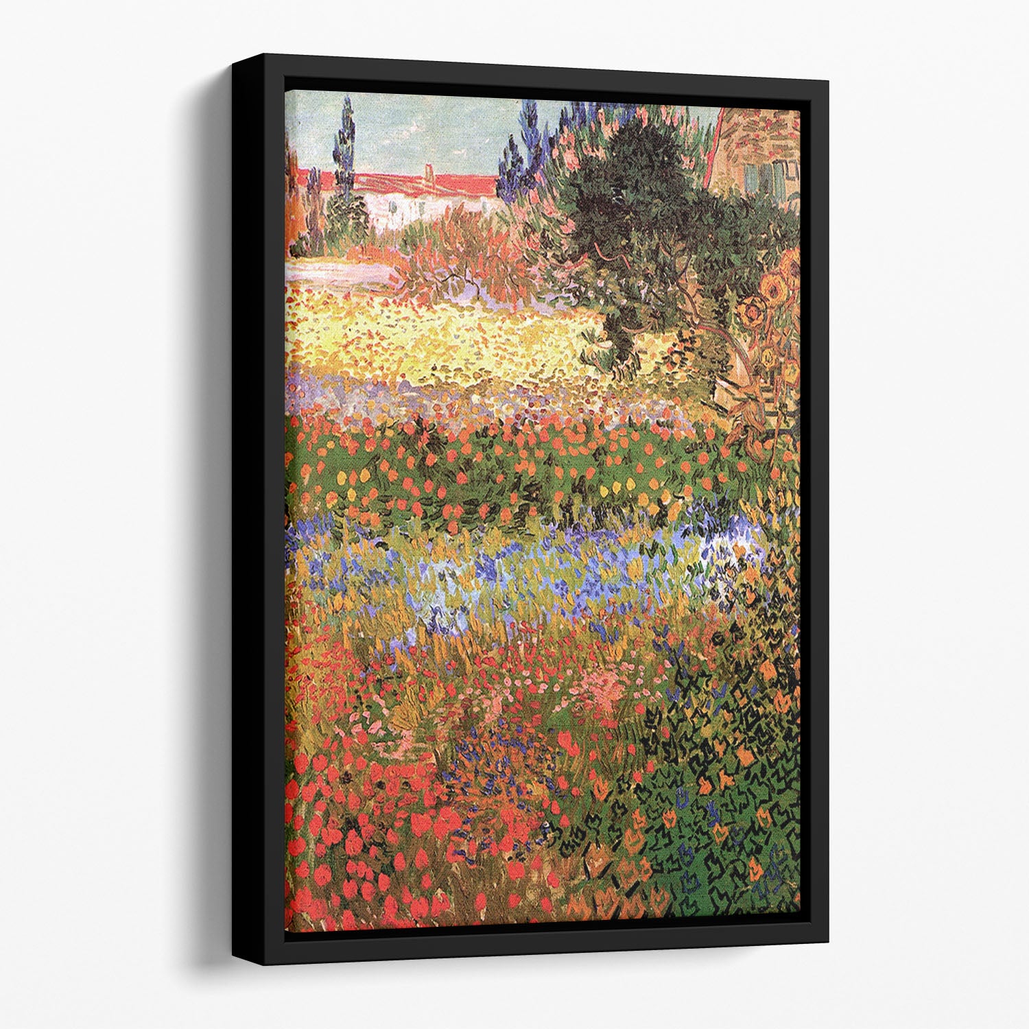 Flowering Garden by Van Gogh Floating Framed Canvas
