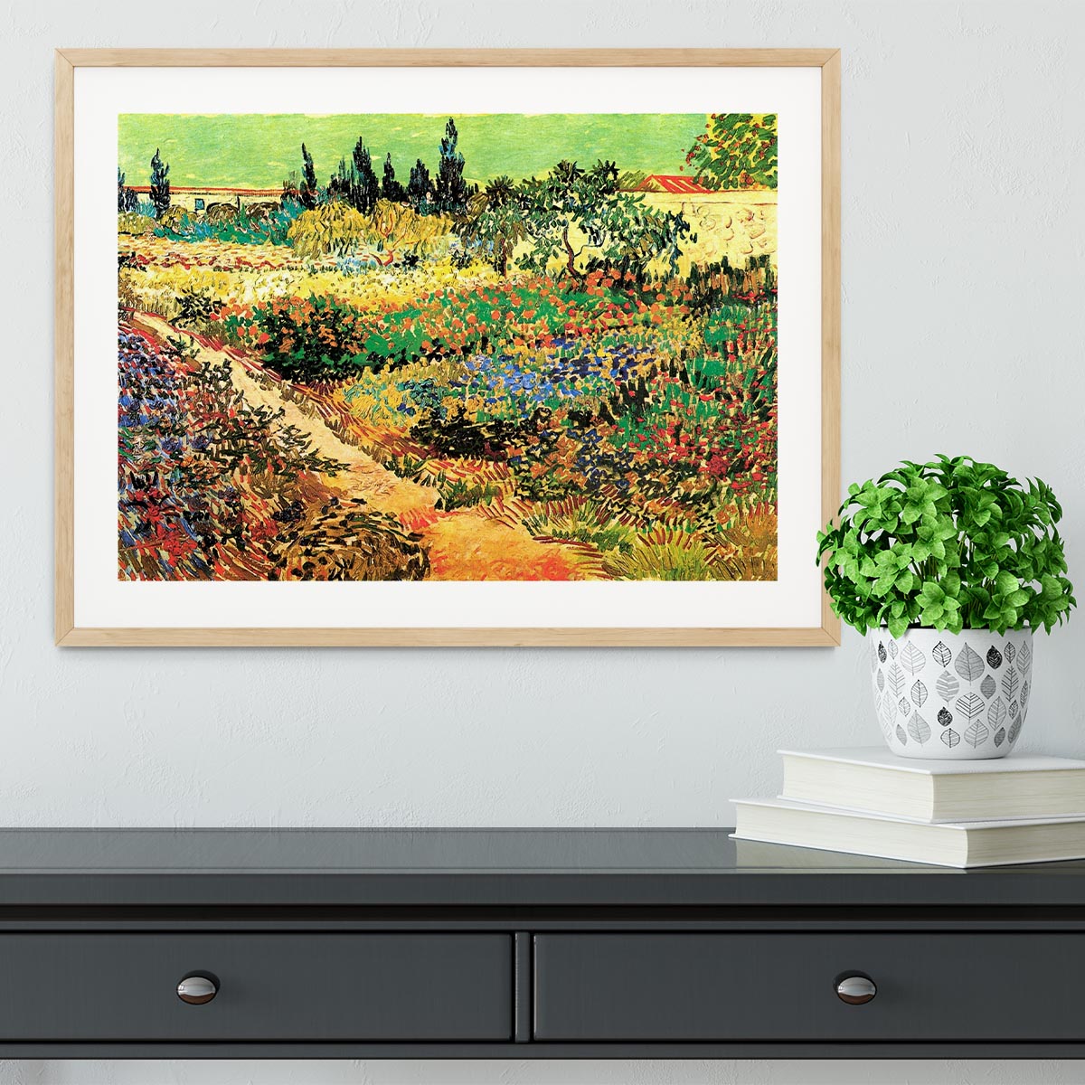 Flowering Garden with Path by Van Gogh Framed Print - Canvas Art Rocks - 3