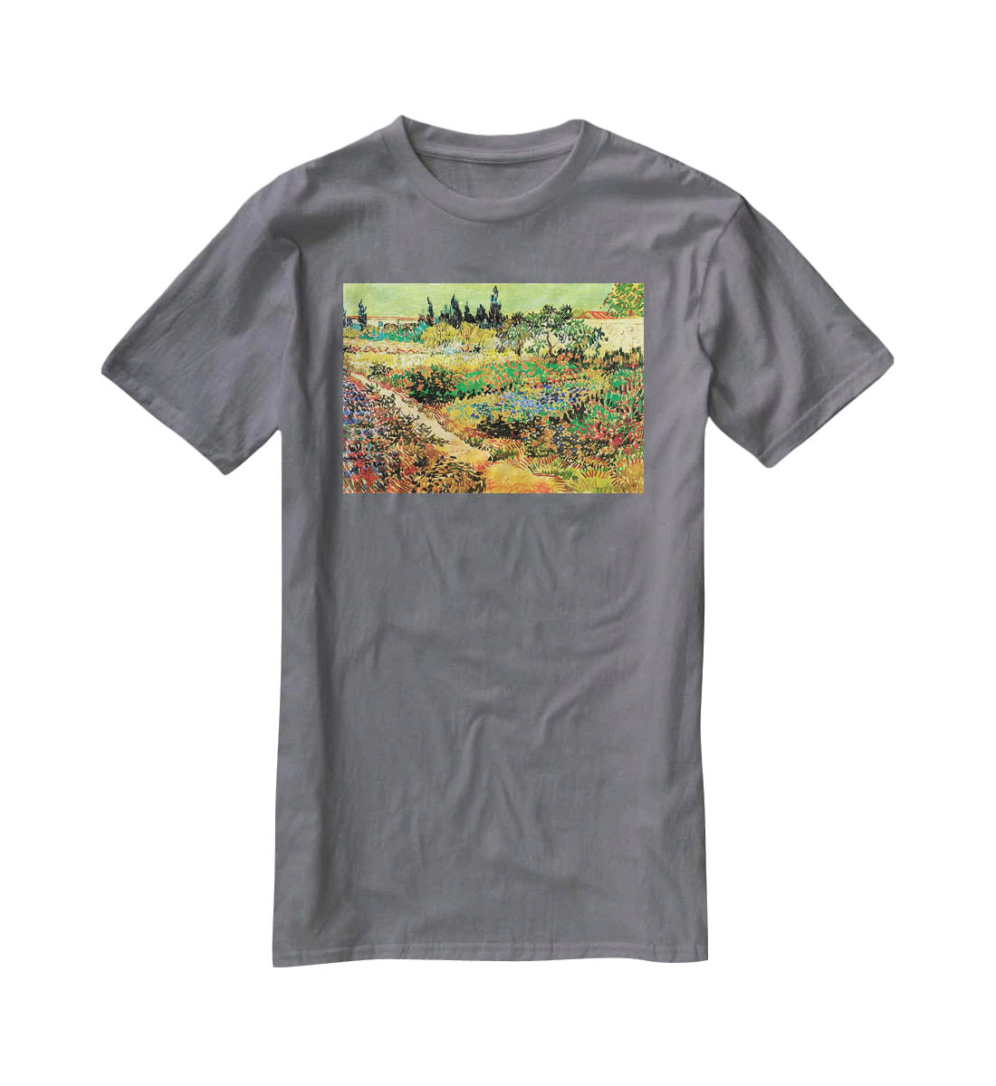 Flowering Garden with Path by Van Gogh T-Shirt - Canvas Art Rocks - 3