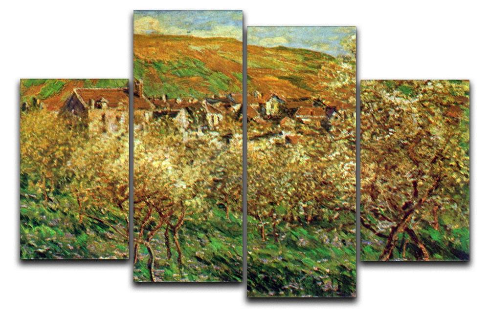 Flowering apple trees by Monet 4 Split Panel Canvas  - Canvas Art Rocks - 1