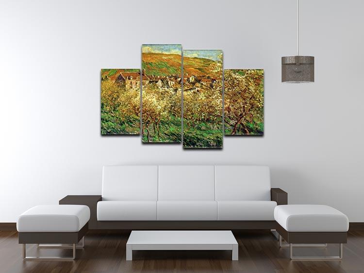 Flowering apple trees by Monet 4 Split Panel Canvas - Canvas Art Rocks - 3