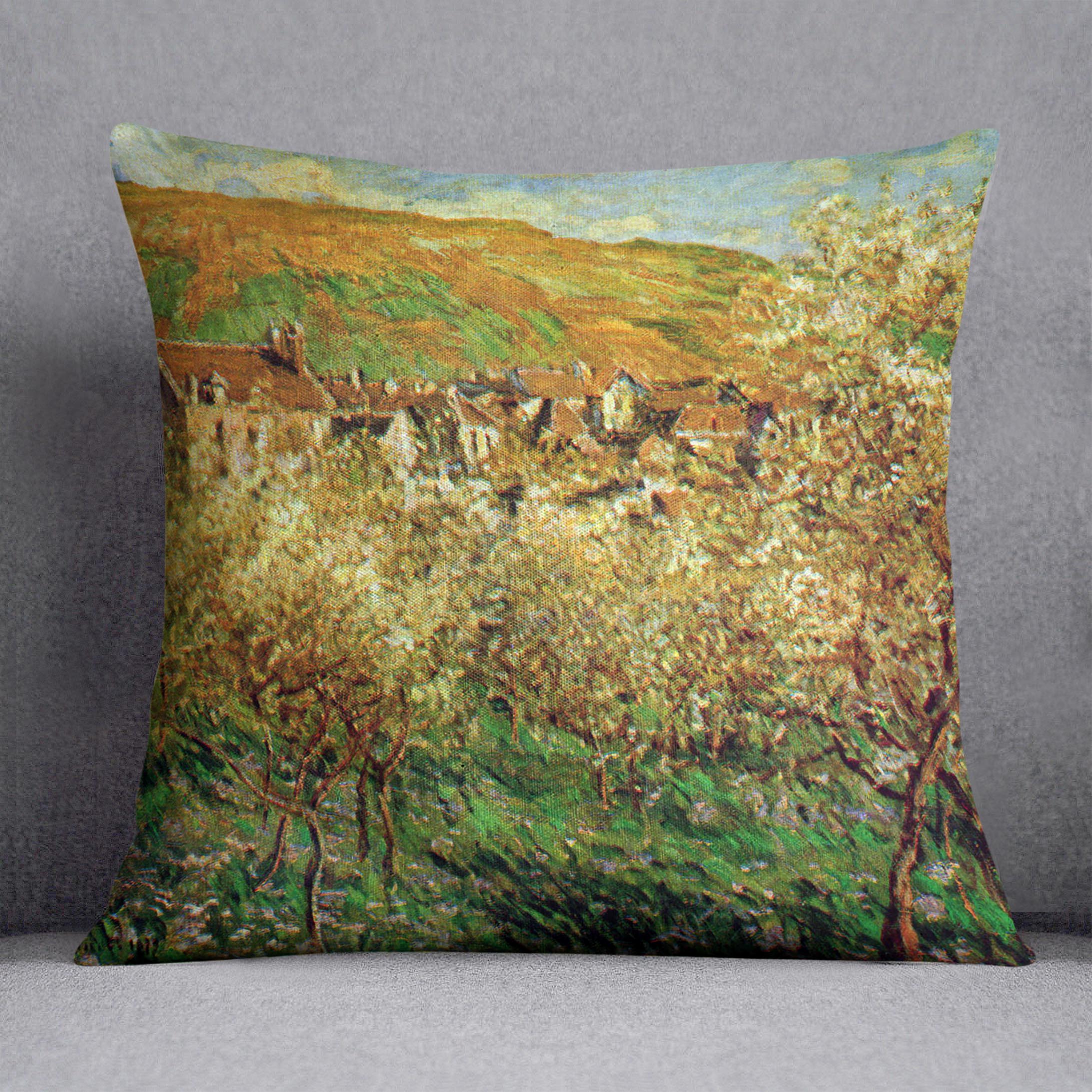 Flowering apple trees by Monet Cushion