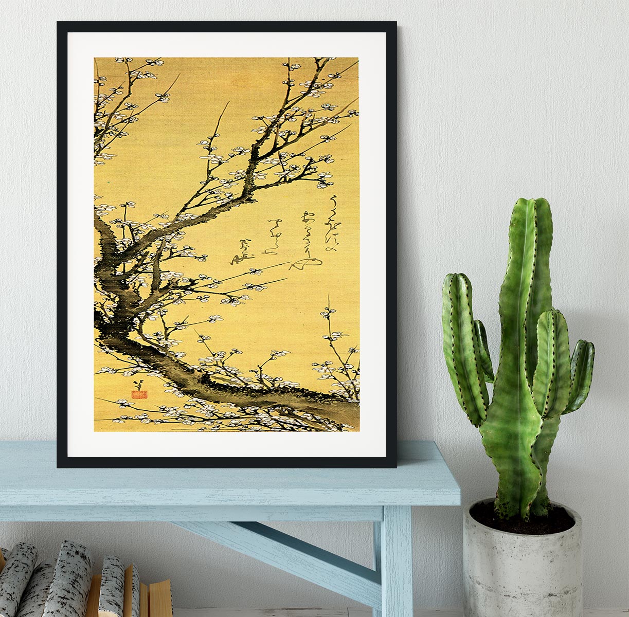 Flowering plum by Hokusai Framed Print - Canvas Art Rocks - 1