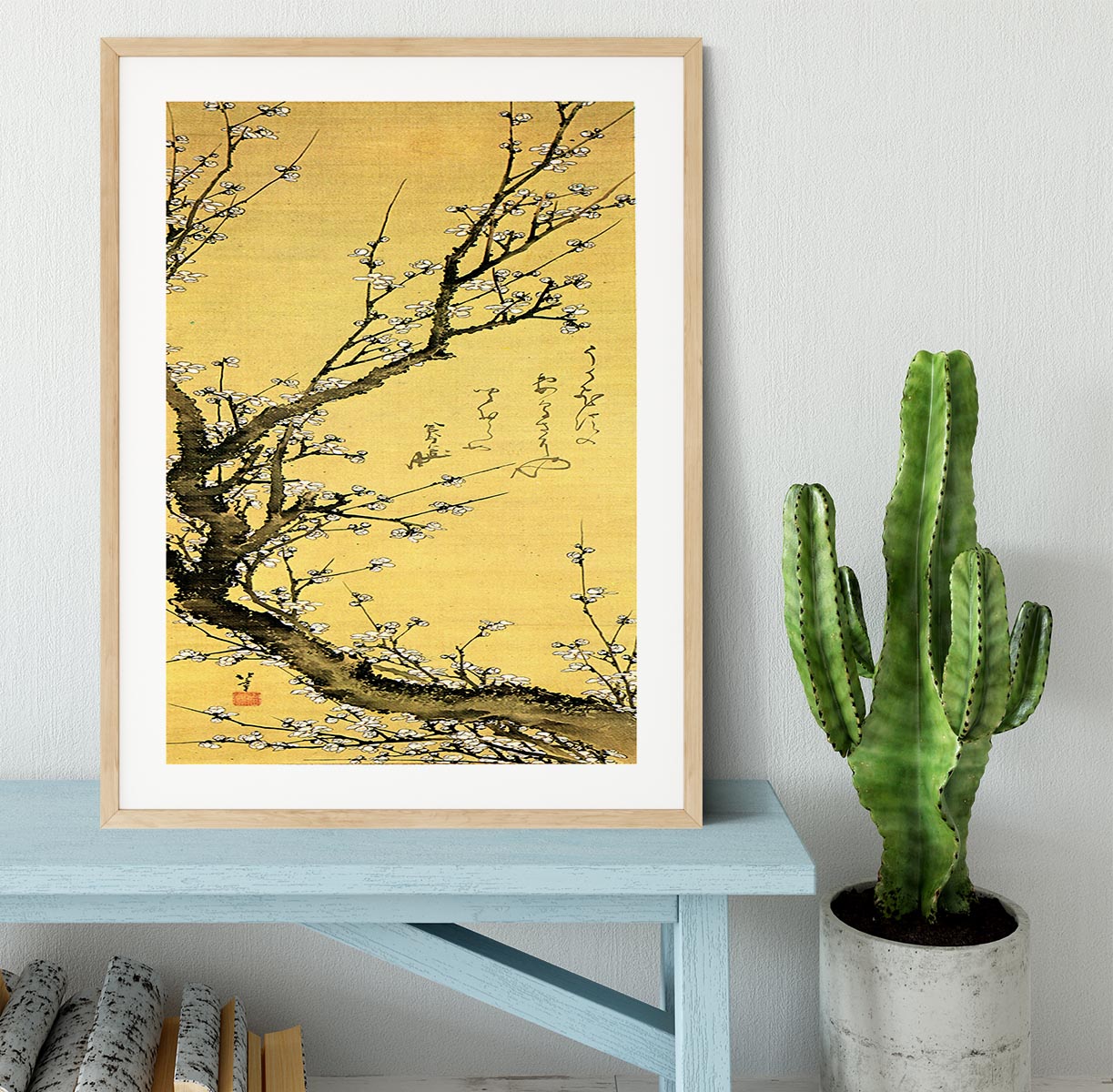 Flowering plum by Hokusai Framed Print - Canvas Art Rocks - 3