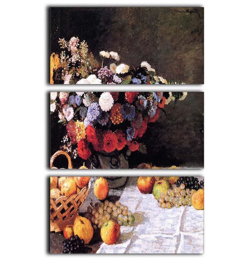Flowers and Fruits by Monet 3 Split Panel Canvas Print - Canvas Art Rocks - 1