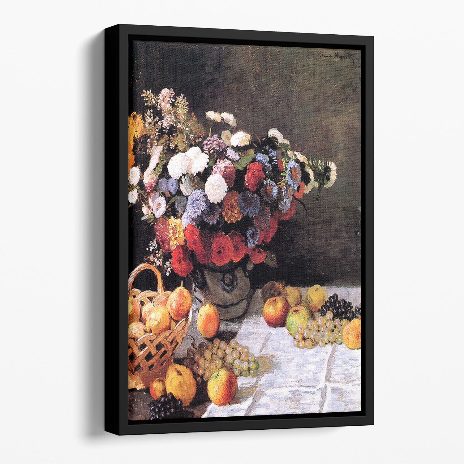 Flowers and Fruits by Monet Floating Framed Canvas