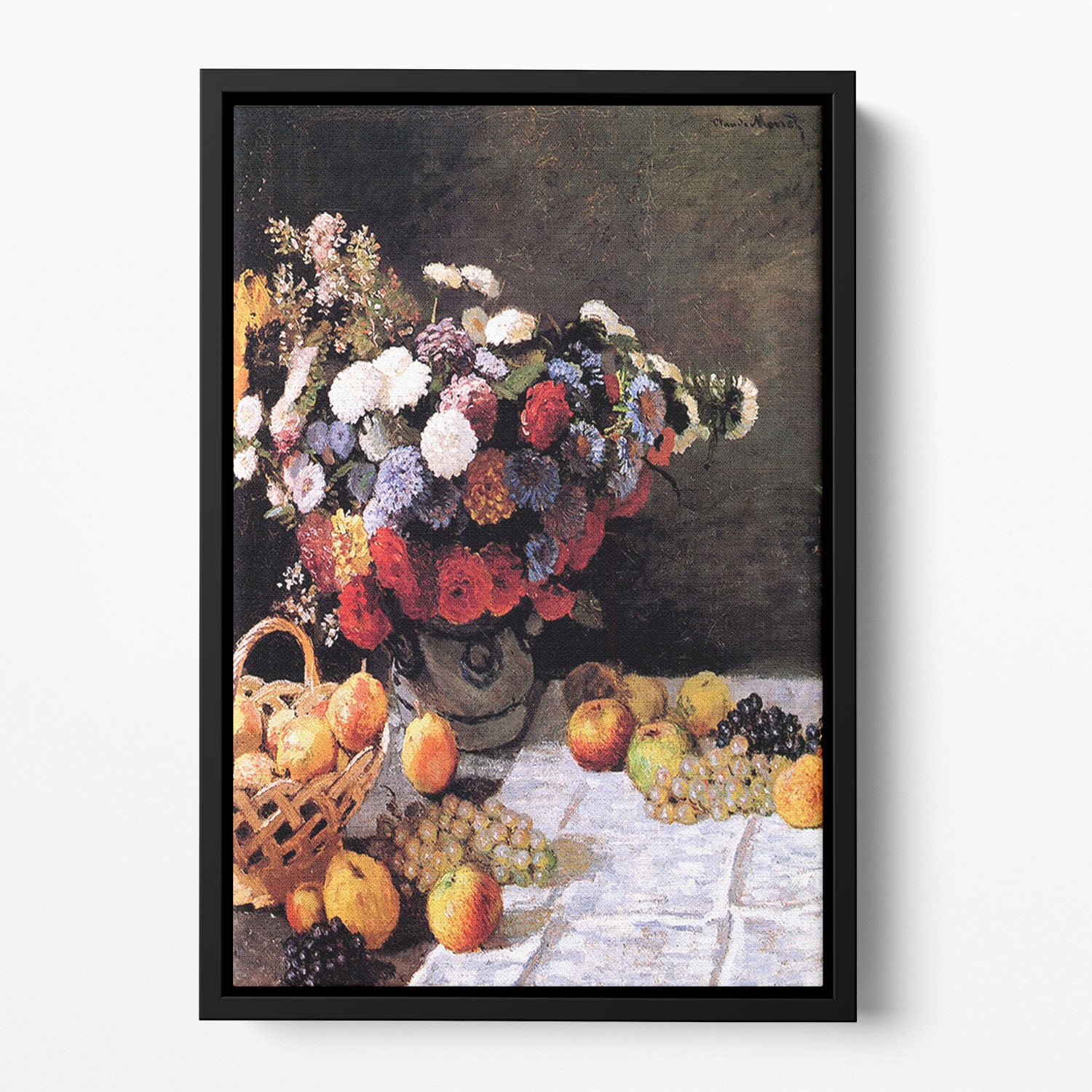 Flowers and Fruits by Monet Floating Framed Canvas