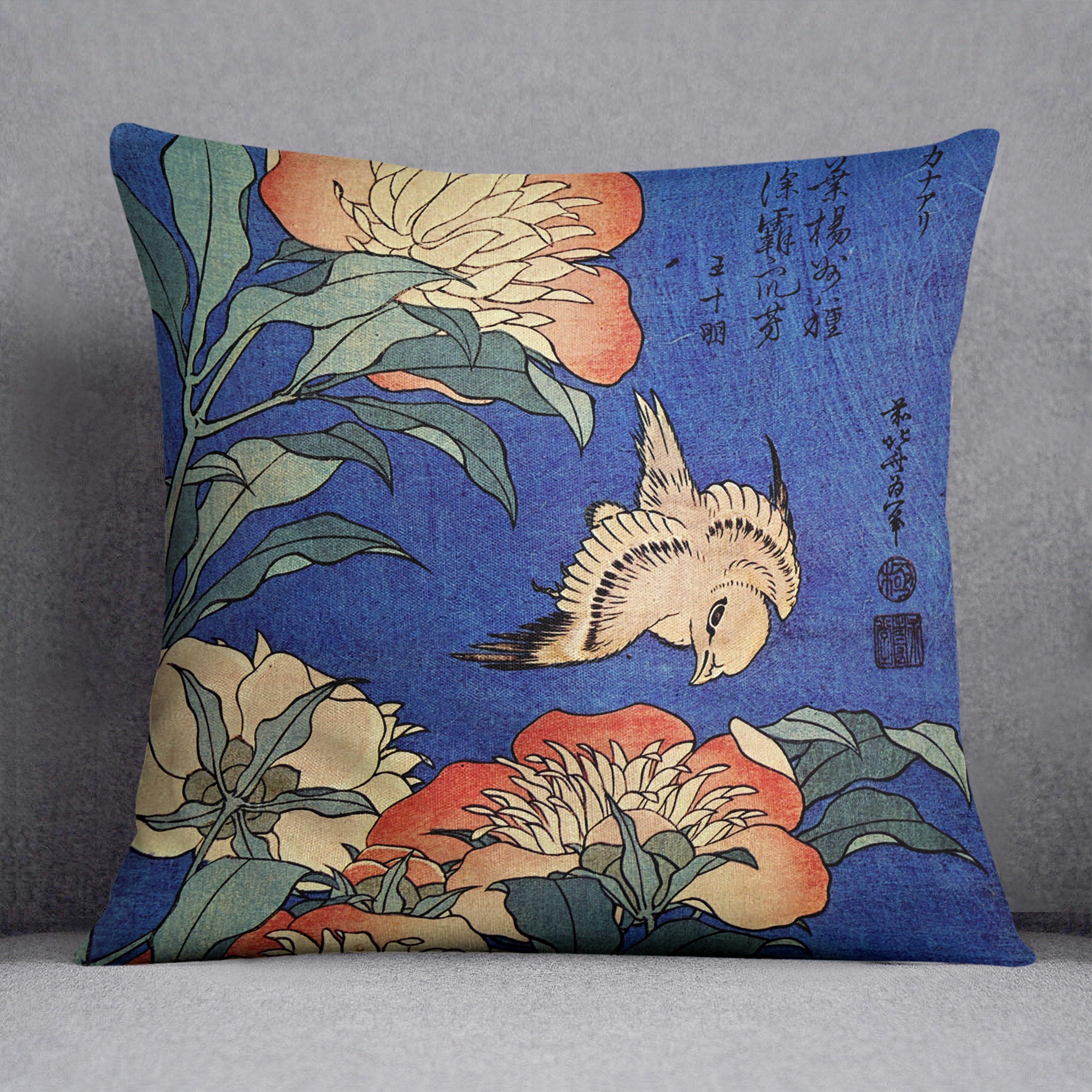 Flowers by Hokusai Cushion