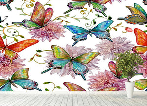 Flying butterflies Wall Mural Wallpaper - Canvas Art Rocks - 4