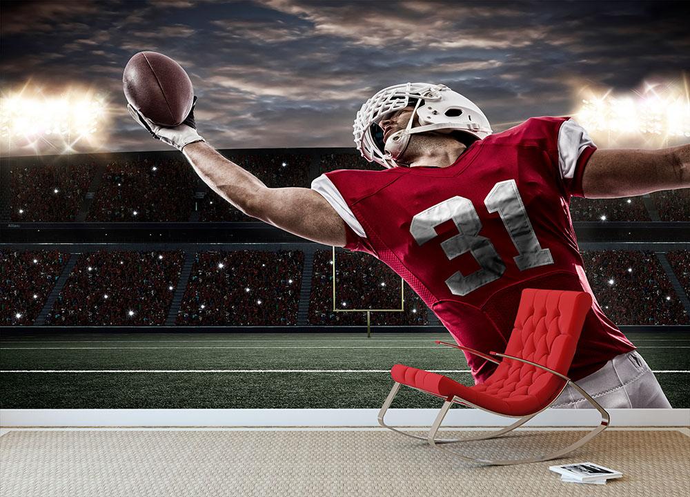 Football Player with a red uniform Wall Mural Wallpaper - Canvas Art Rocks - 2