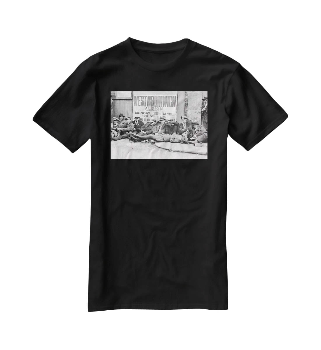 Football fans queue on the morning of a F.A. Cup match 1920 T-Shirt - Canvas Art Rocks - 1