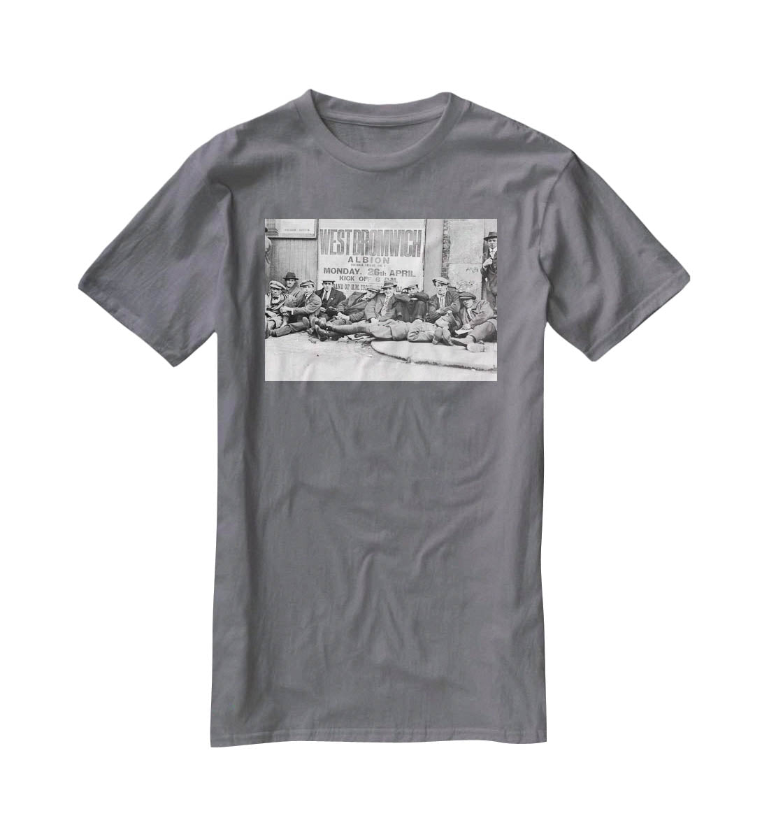 Football fans queue on the morning of a F.A. Cup match 1920 T-Shirt - Canvas Art Rocks - 3