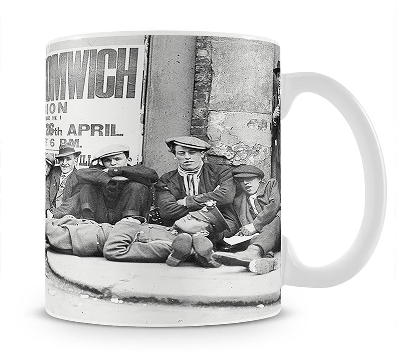 Football fans queue on the morning of a F.A. Cup match 1920 Mug - Canvas Art Rocks - 1