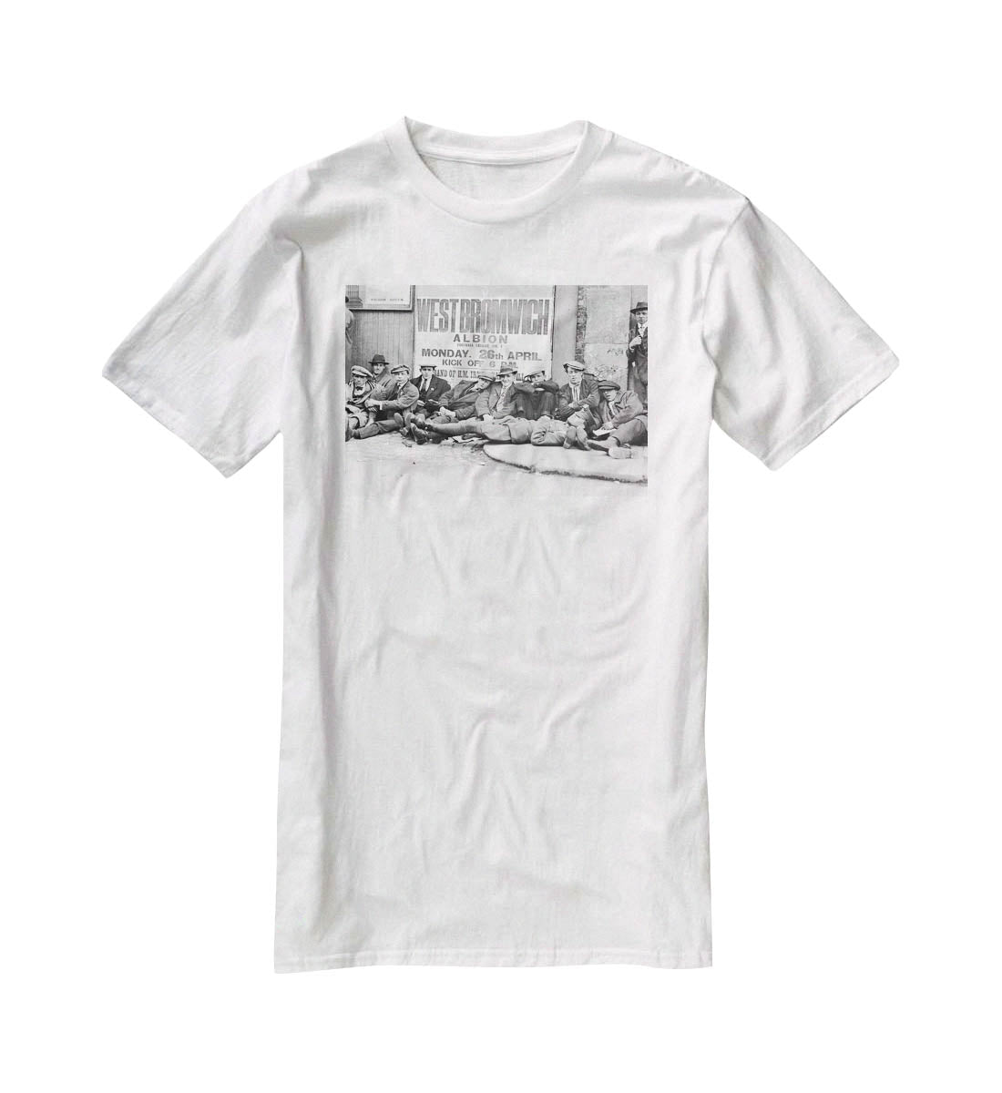 Football fans queue on the morning of a F.A. Cup match 1920 T-Shirt - Canvas Art Rocks - 5