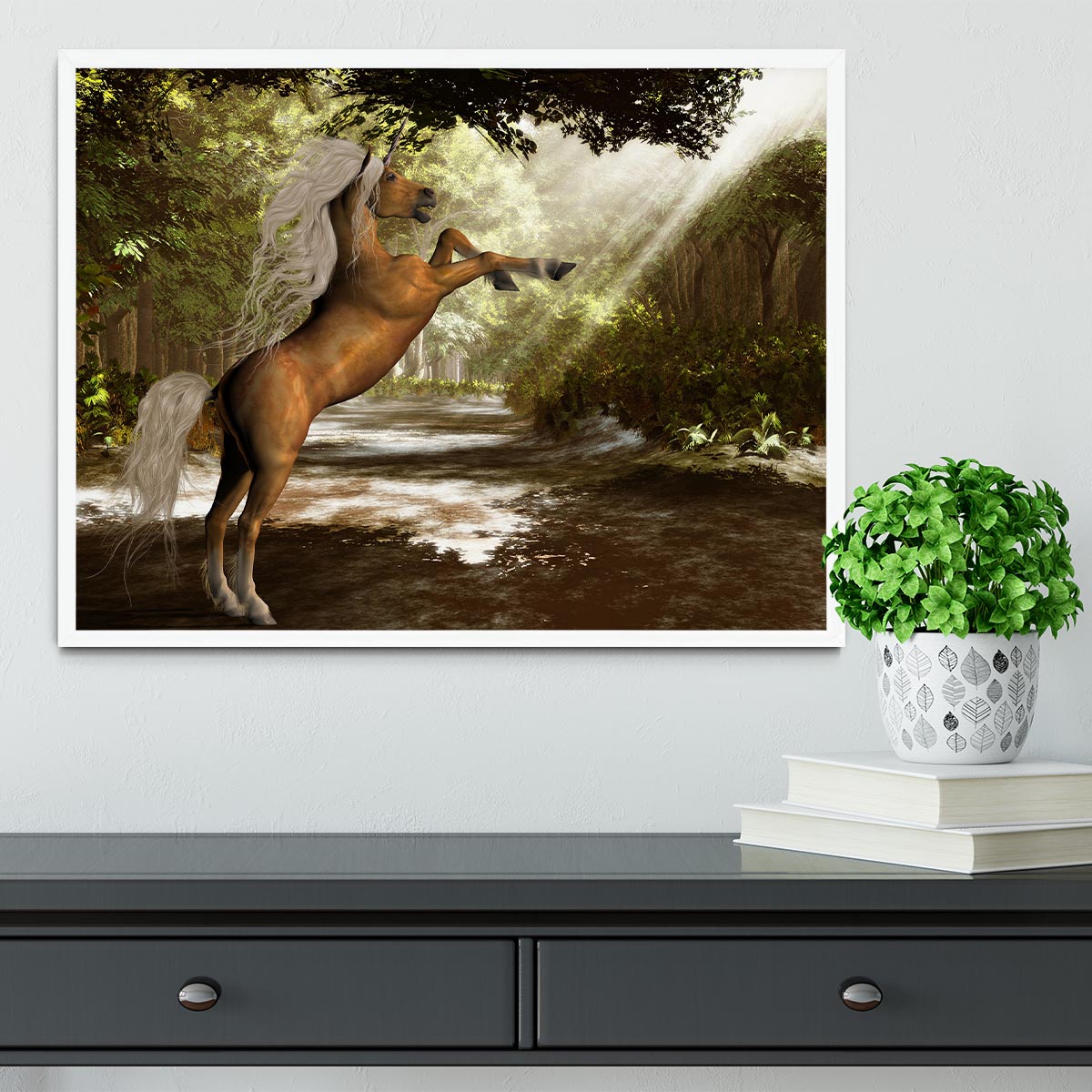Forest Unicorn Framed Print - Canvas Art Rocks -6