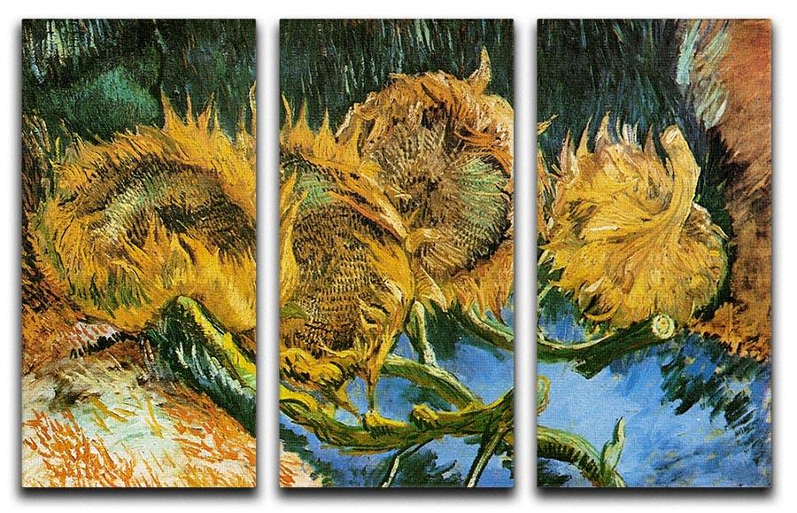 Four Cut Sunflowers by Van Gogh 3 Split Panel Canvas Print - Canvas Art Rocks - 4