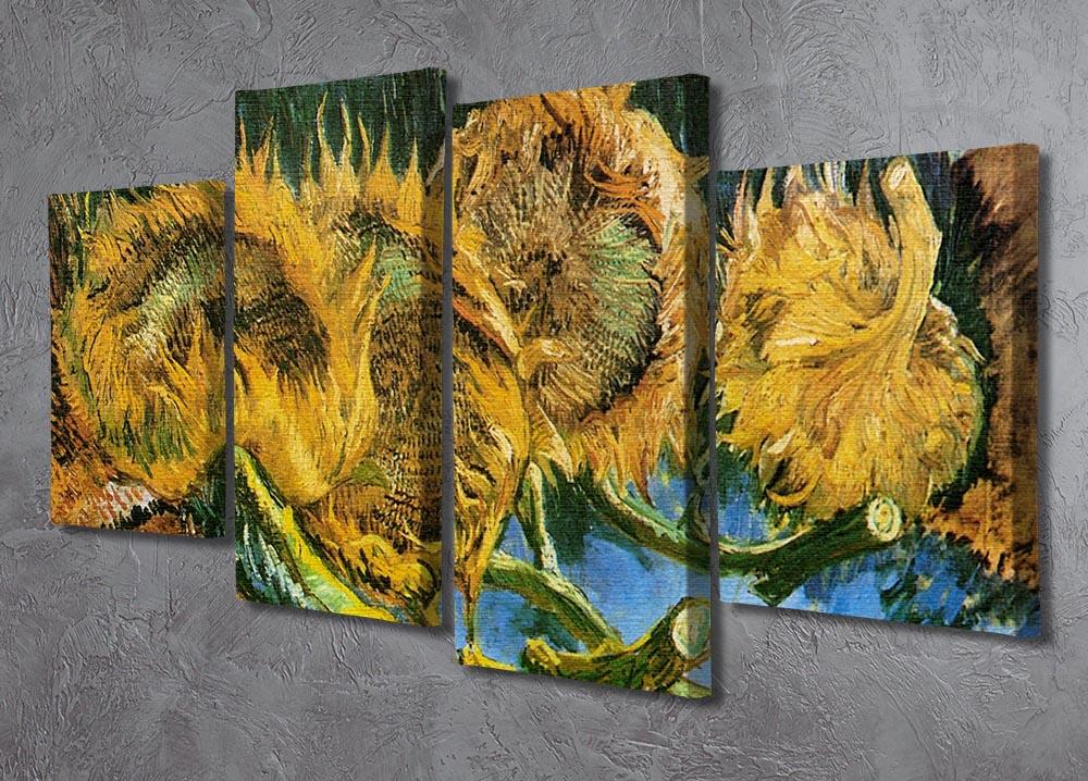 Four Cut Sunflowers by Van Gogh 4 Split Panel Canvas - Canvas Art Rocks - 2
