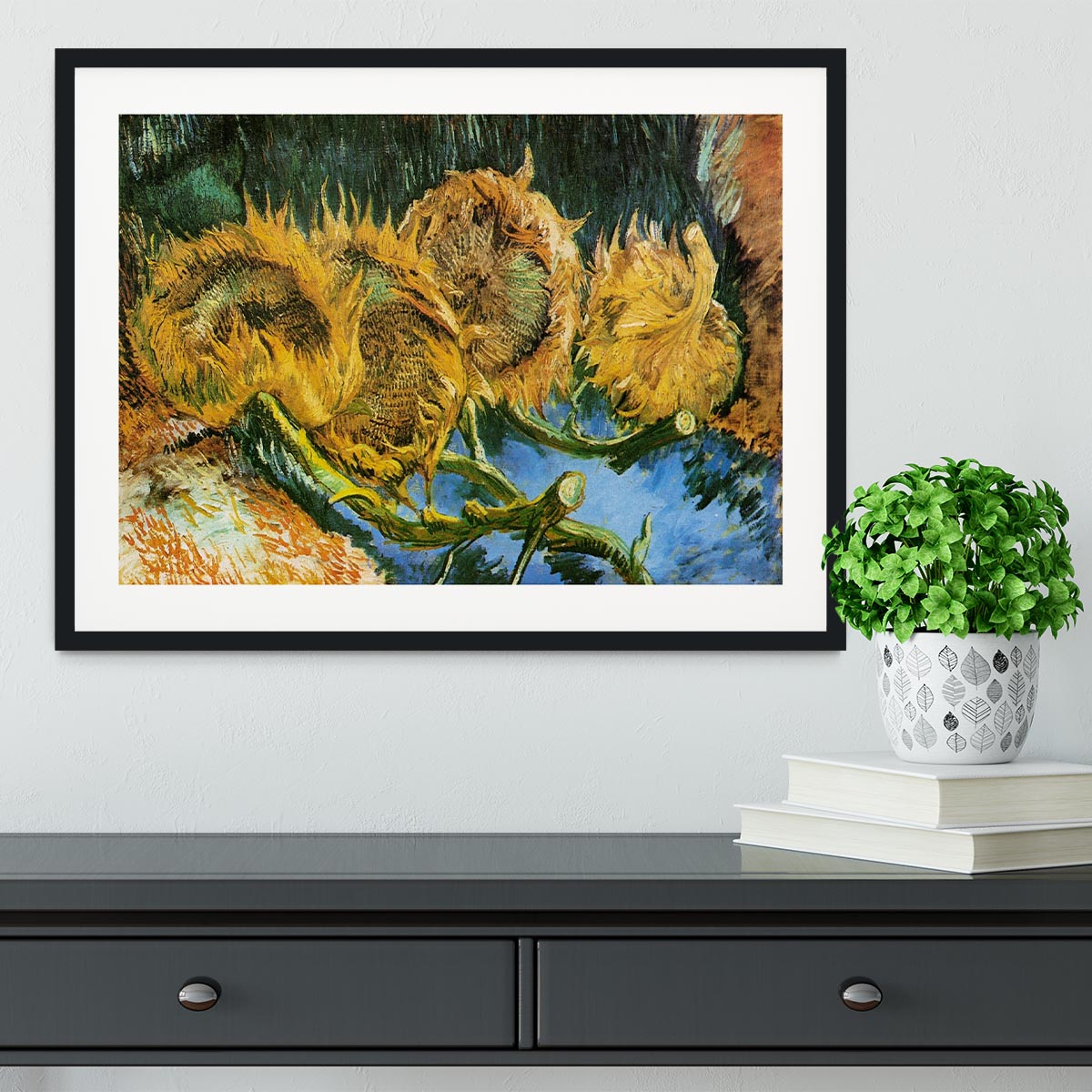Four Cut Sunflowers by Van Gogh Framed Print - Canvas Art Rocks - 1