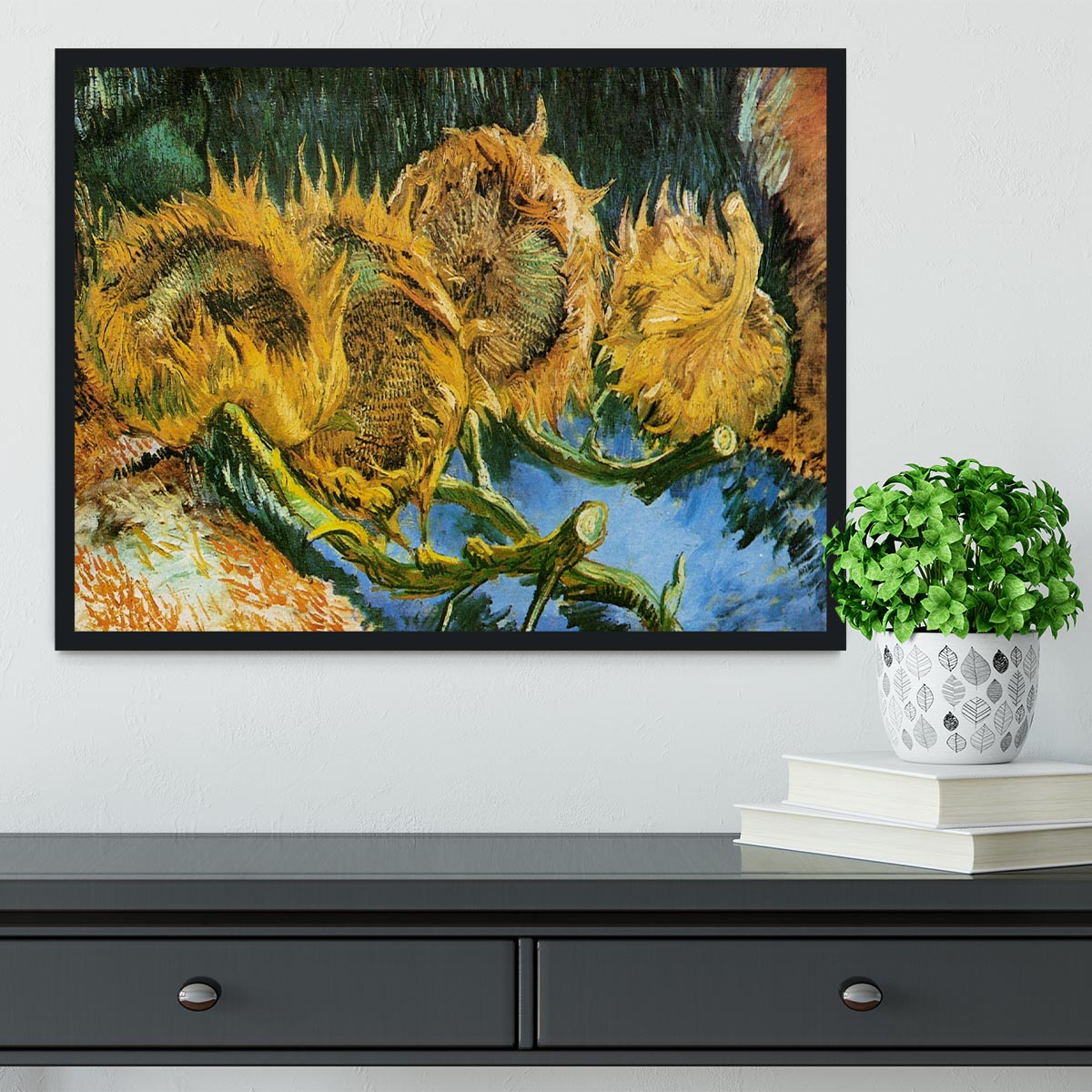 Four Cut Sunflowers by Van Gogh Framed Print - Canvas Art Rocks - 2