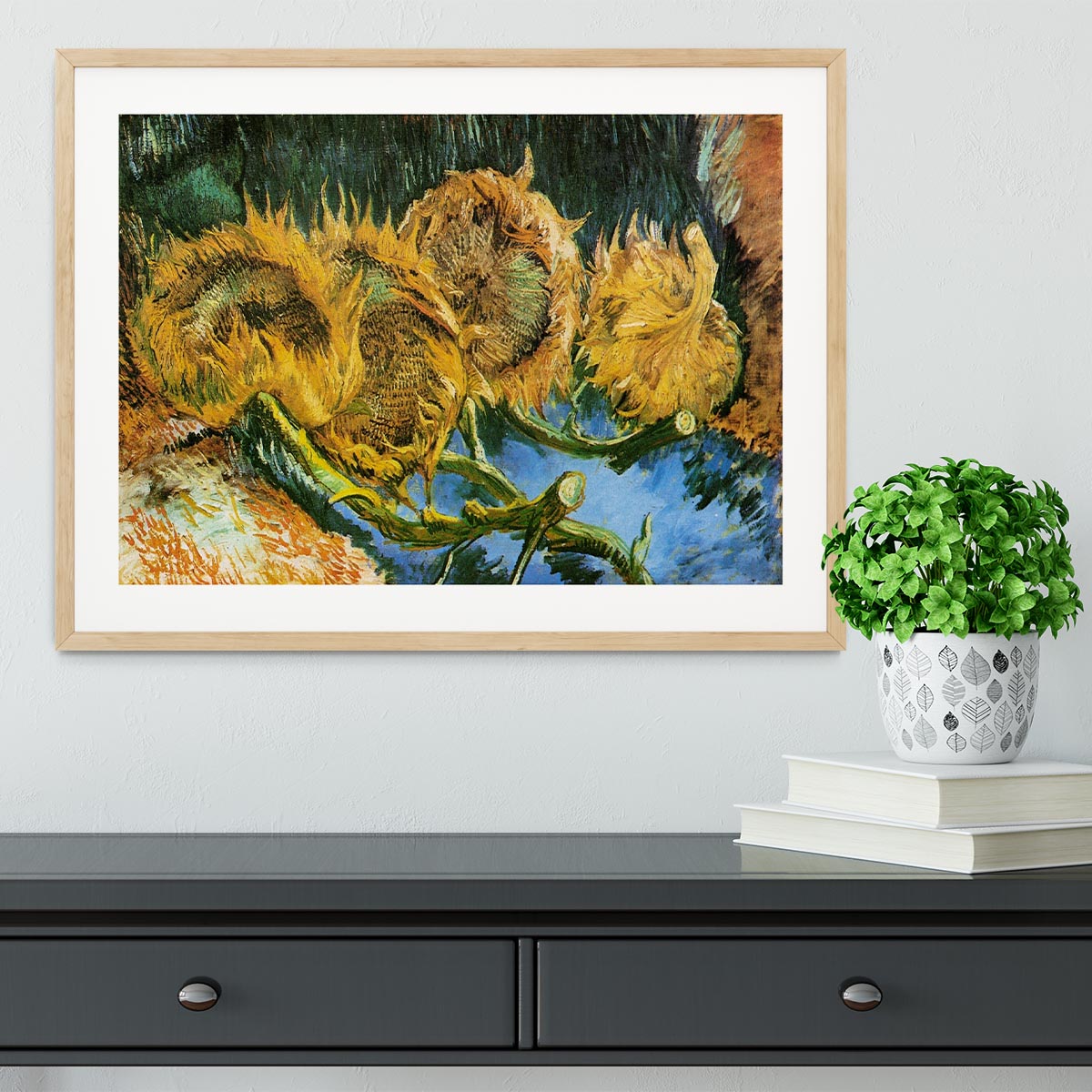 Four Cut Sunflowers by Van Gogh Framed Print - Canvas Art Rocks - 3
