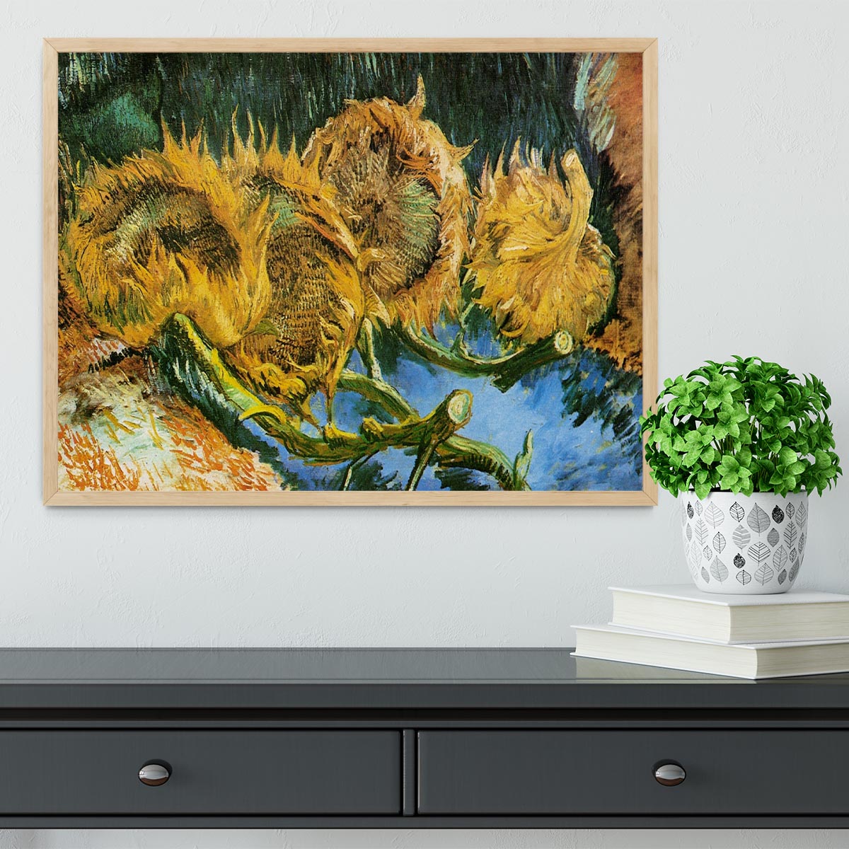 Four Cut Sunflowers by Van Gogh Framed Print - Canvas Art Rocks - 4