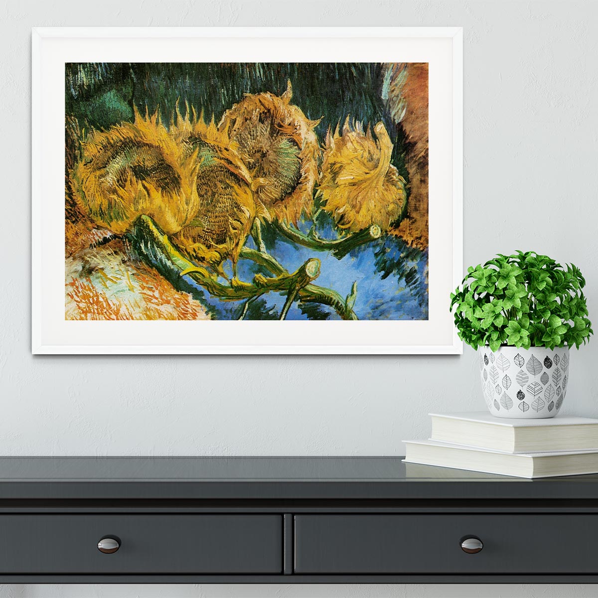 Four Cut Sunflowers by Van Gogh Framed Print - Canvas Art Rocks - 5