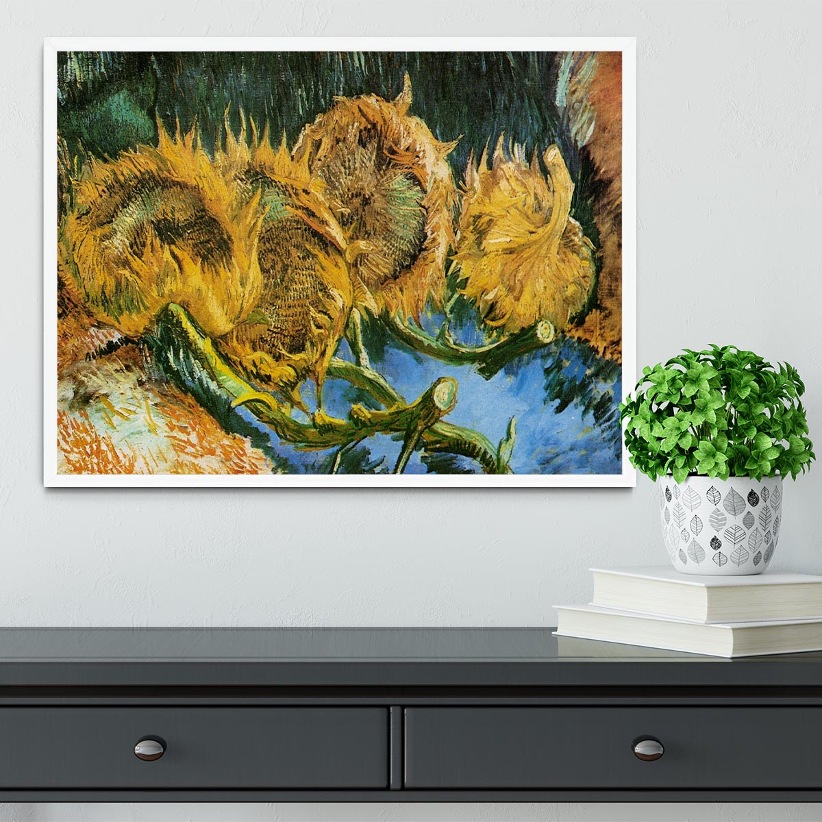 Four Cut Sunflowers by Van Gogh Framed Print - Canvas Art Rocks -6