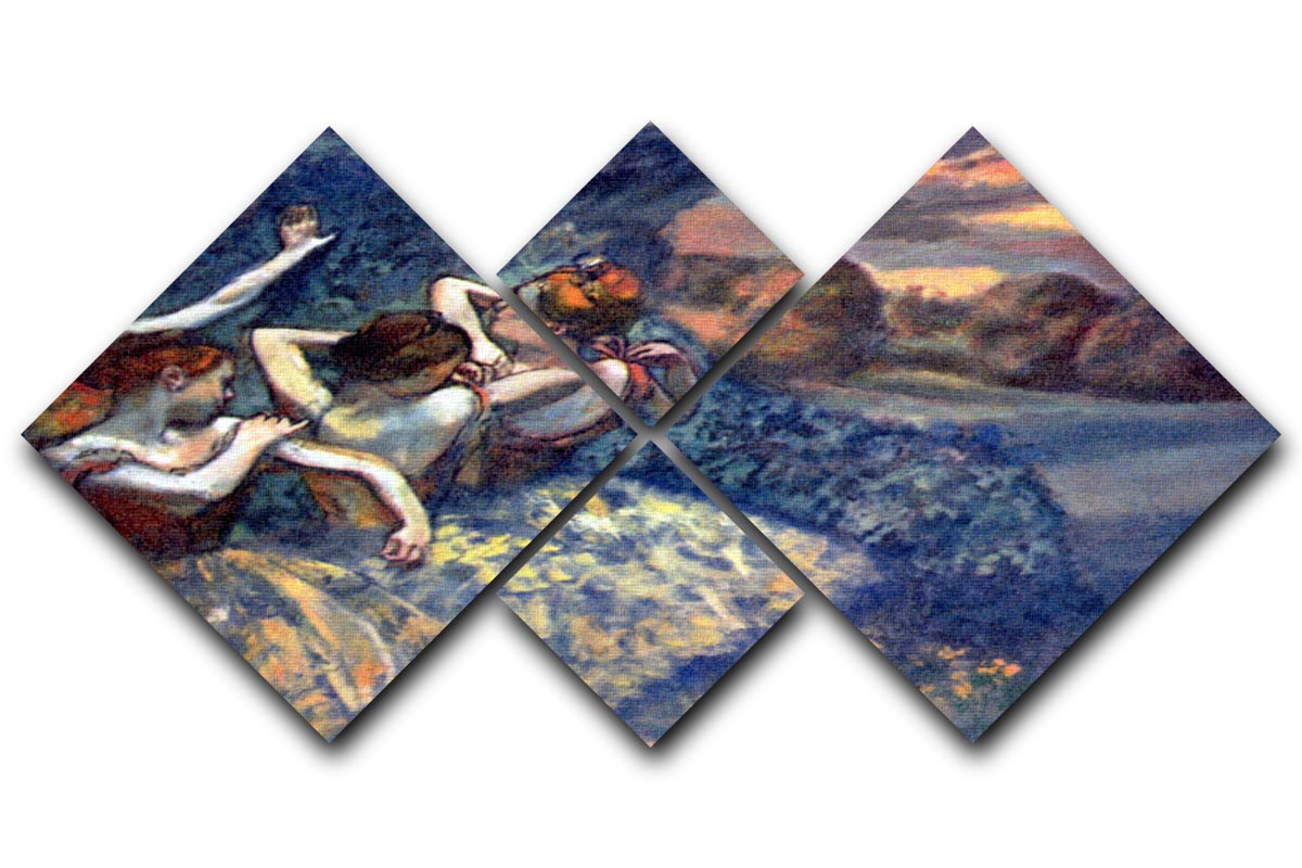 Four Dancers by Degas 4 Square Multi Panel Canvas - Canvas Art Rocks - 1