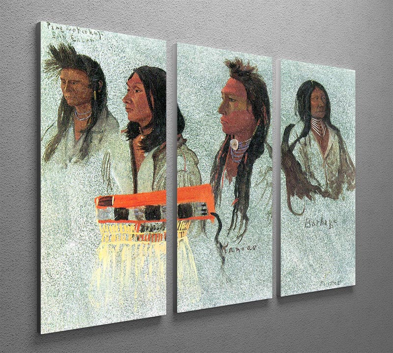 Four Indians by Bierstadt 3 Split Panel Canvas Print - Canvas Art Rocks - 2