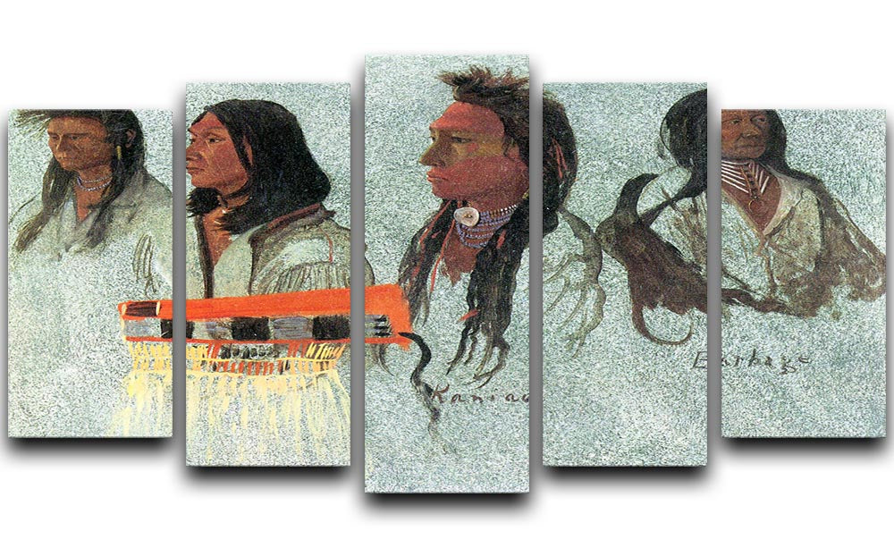 Four Indians by Bierstadt 5 Split Panel Canvas - Canvas Art Rocks - 1