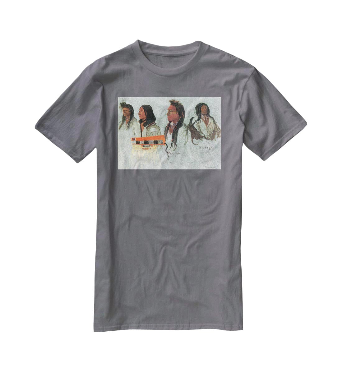 Four Indians by Bierstadt T-Shirt - Canvas Art Rocks - 3