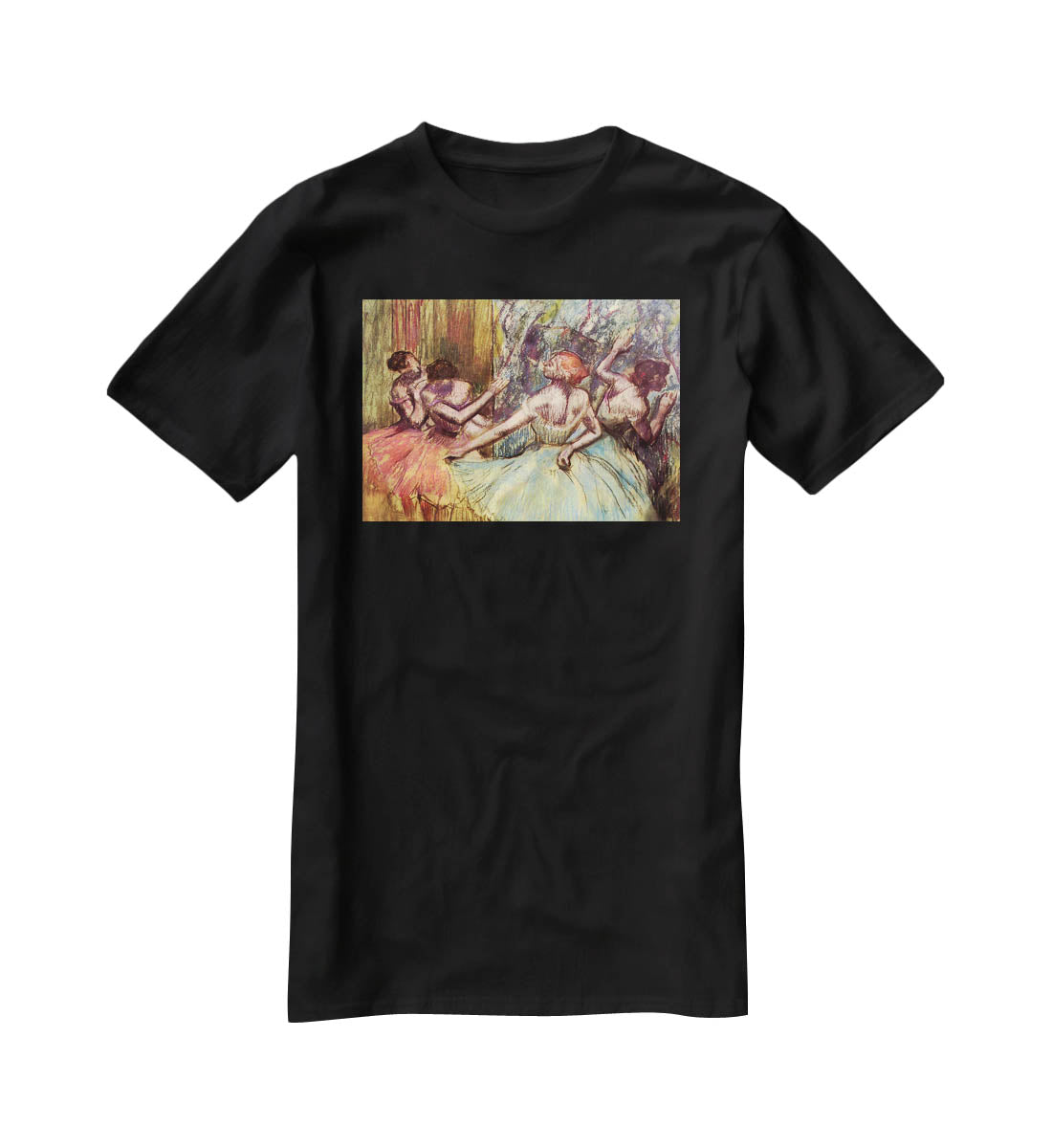 Four dancers behind the scenes 2 by Degas T-Shirt - Canvas Art Rocks - 1
