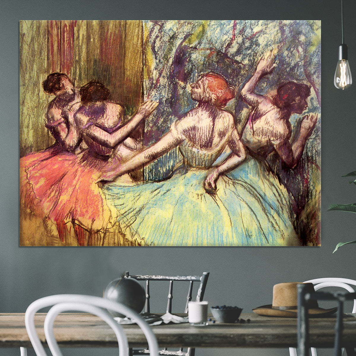 Four dancers behind the scenes 2 by Degas Canvas Print or Poster - Canvas Art Rocks - 3