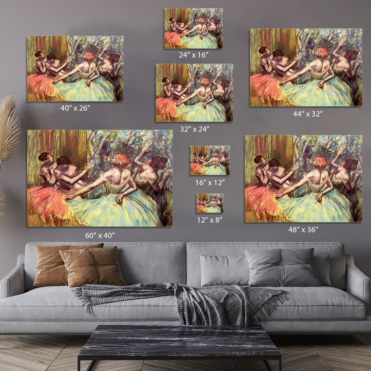 Four dancers behind the scenes 2 by Degas Canvas Print or Poster - Canvas Art Rocks - 7