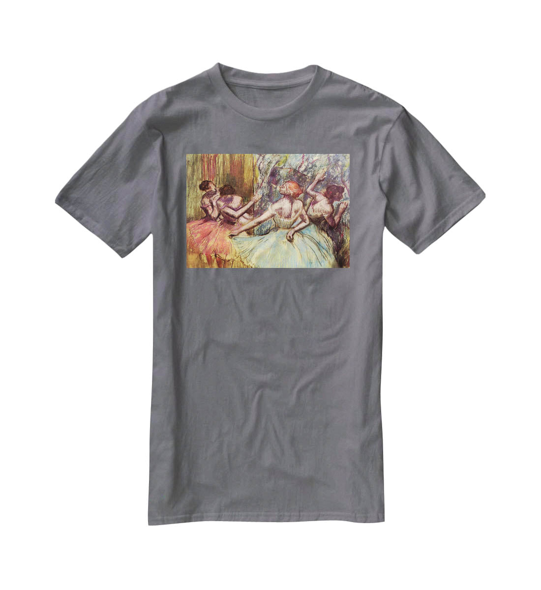 Four dancers behind the scenes 2 by Degas T-Shirt - Canvas Art Rocks - 3