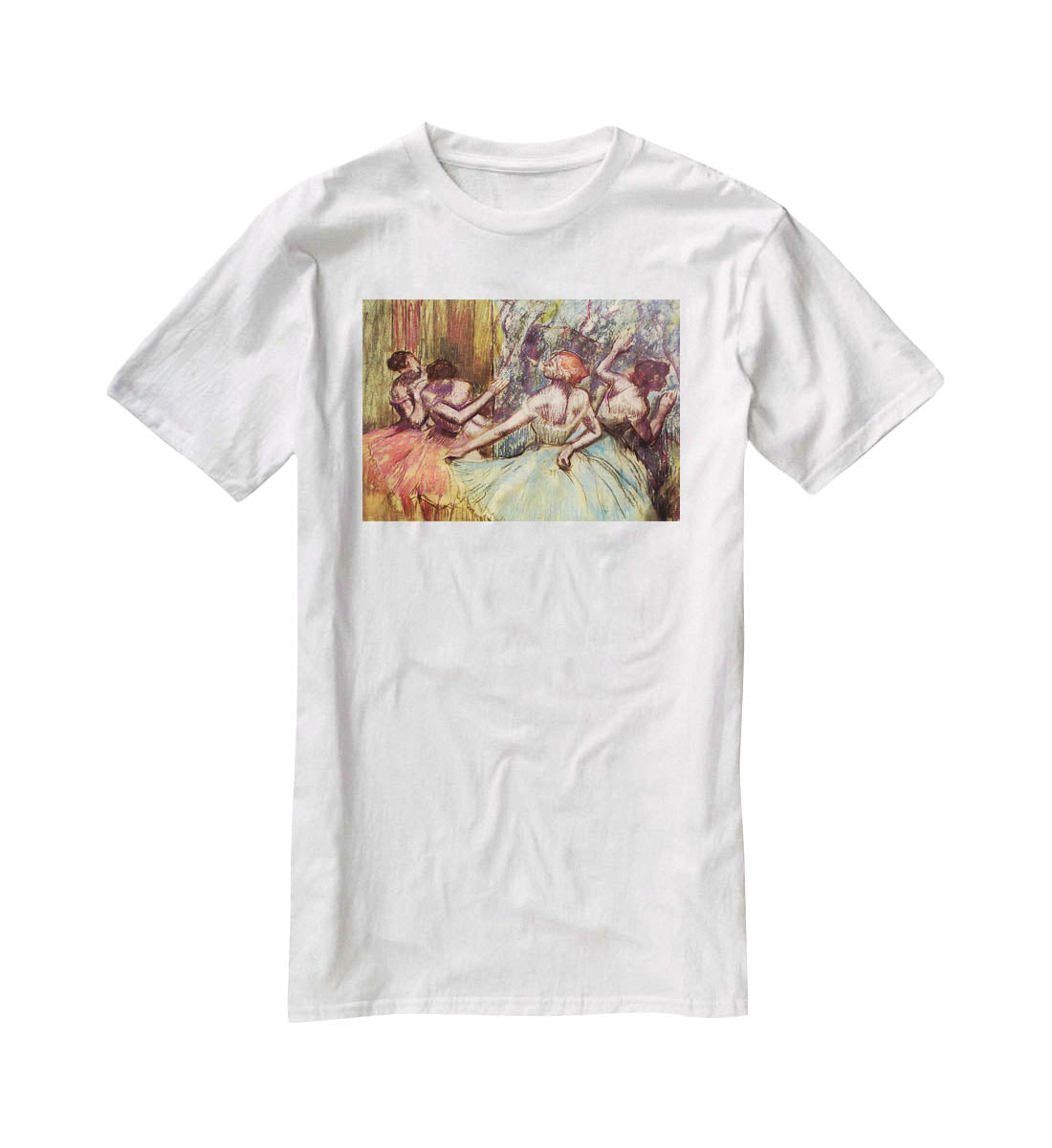 Four dancers behind the scenes 2 by Degas T-Shirt - Canvas Art Rocks - 5