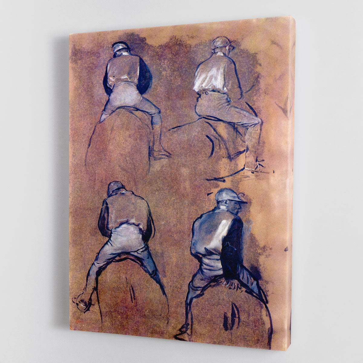 Four studies of Jockeys by Degas Canvas Print or Poster - Canvas Art Rocks - 1