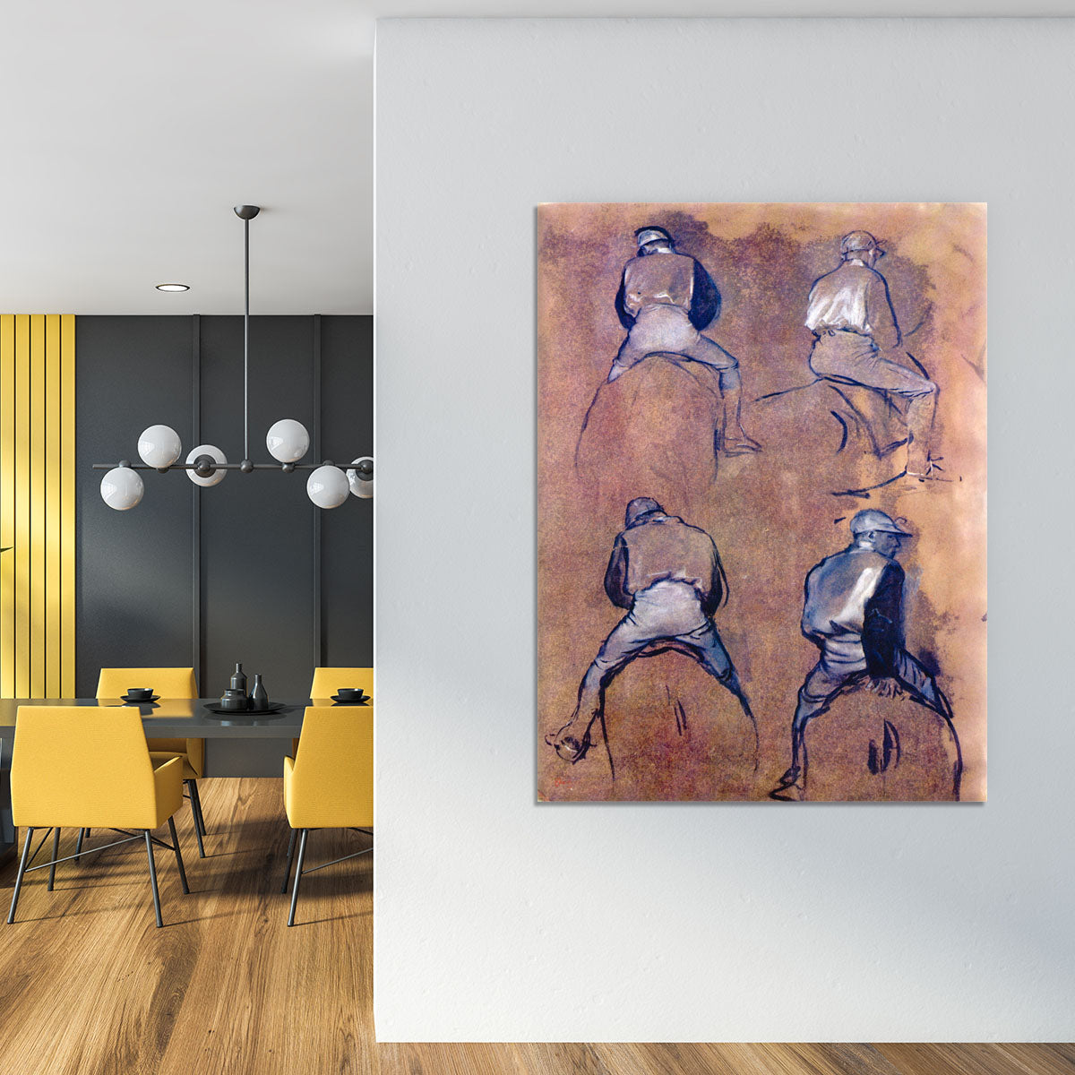 Four studies of Jockeys by Degas Canvas Print or Poster - Canvas Art Rocks - 4
