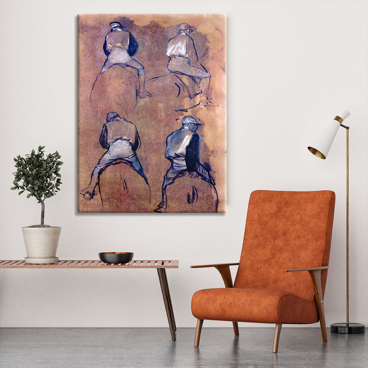 Four studies of Jockeys by Degas Canvas Print or Poster - Canvas Art Rocks - 6