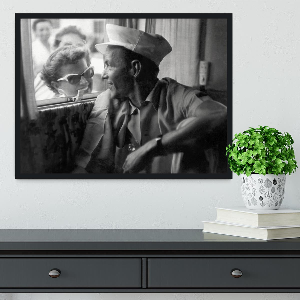 Frank Sinatra with a fan Framed Print - Canvas Art Rocks - 2