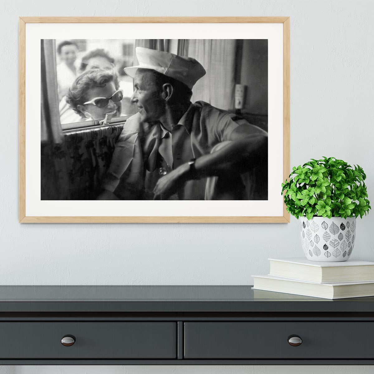 Frank Sinatra with a fan Framed Print - Canvas Art Rocks - 3