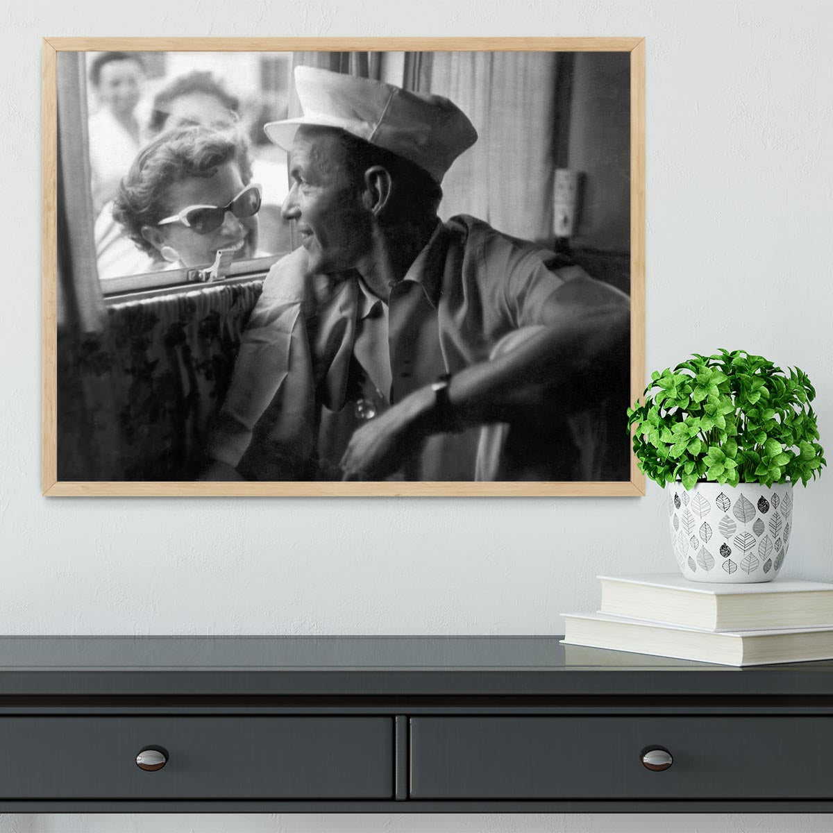 Frank Sinatra with a fan Framed Print - Canvas Art Rocks - 4