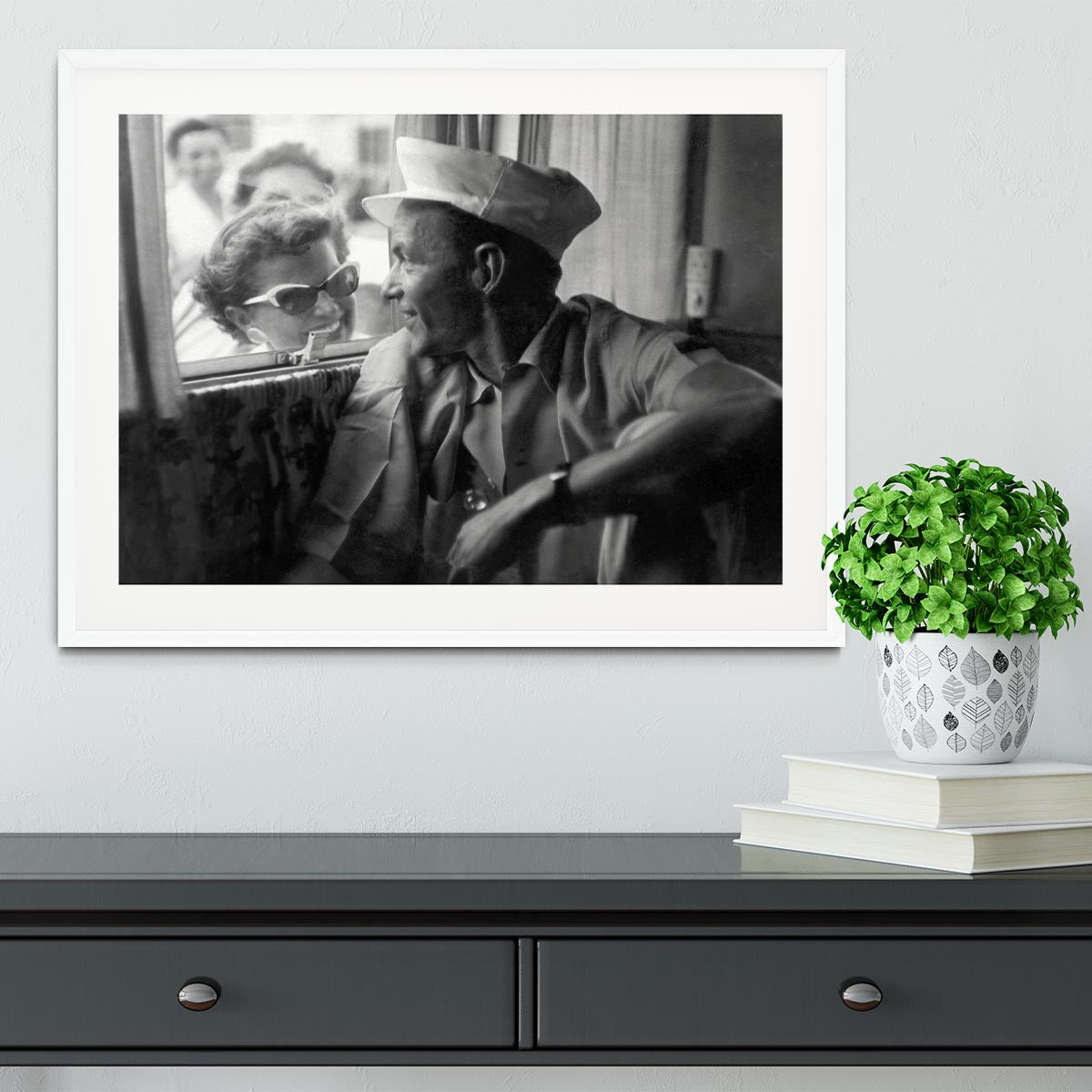Frank Sinatra with a fan Framed Print - Canvas Art Rocks - 5