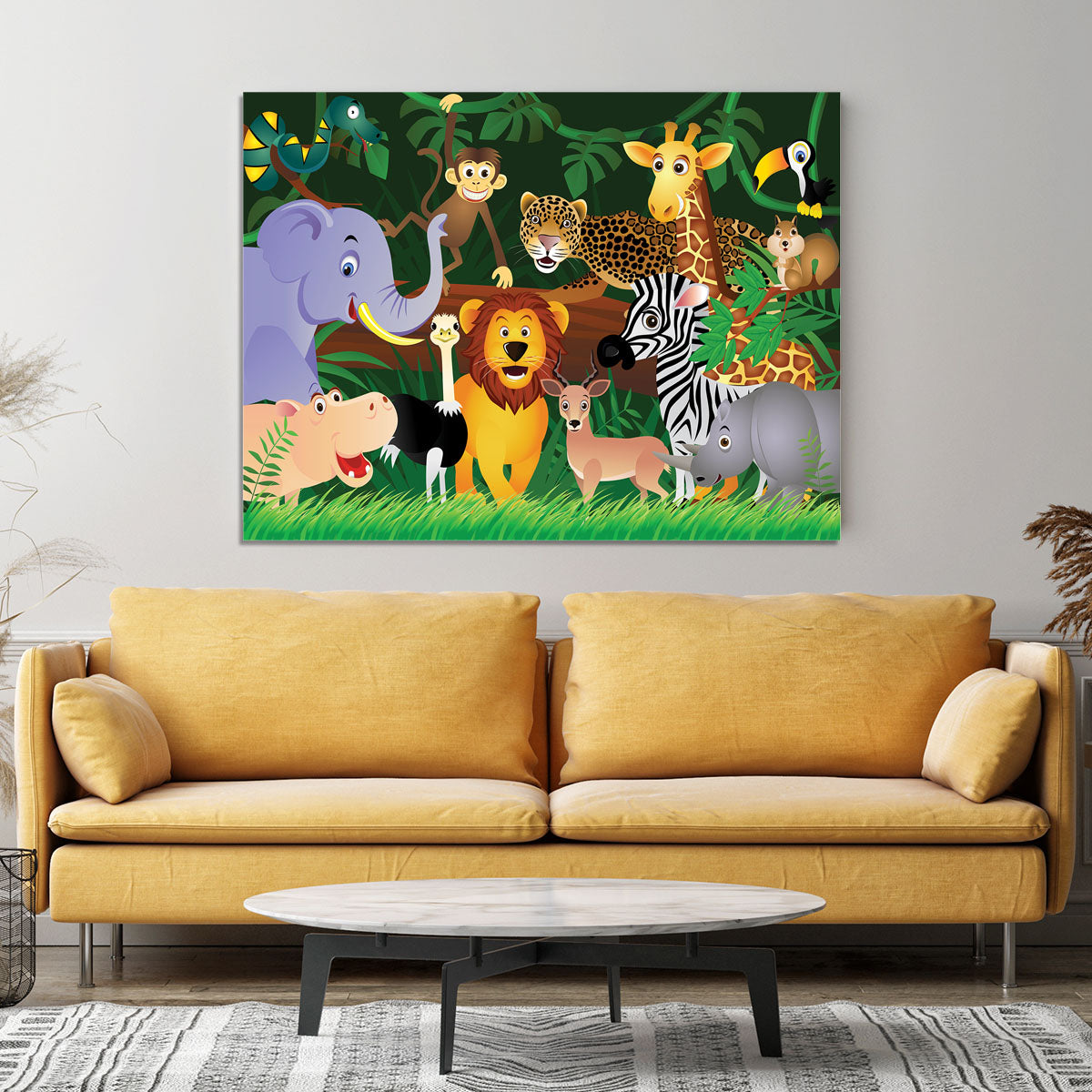 Frendly Animals in the jungle Canvas Print or Poster - Canvas Art Rocks - 4