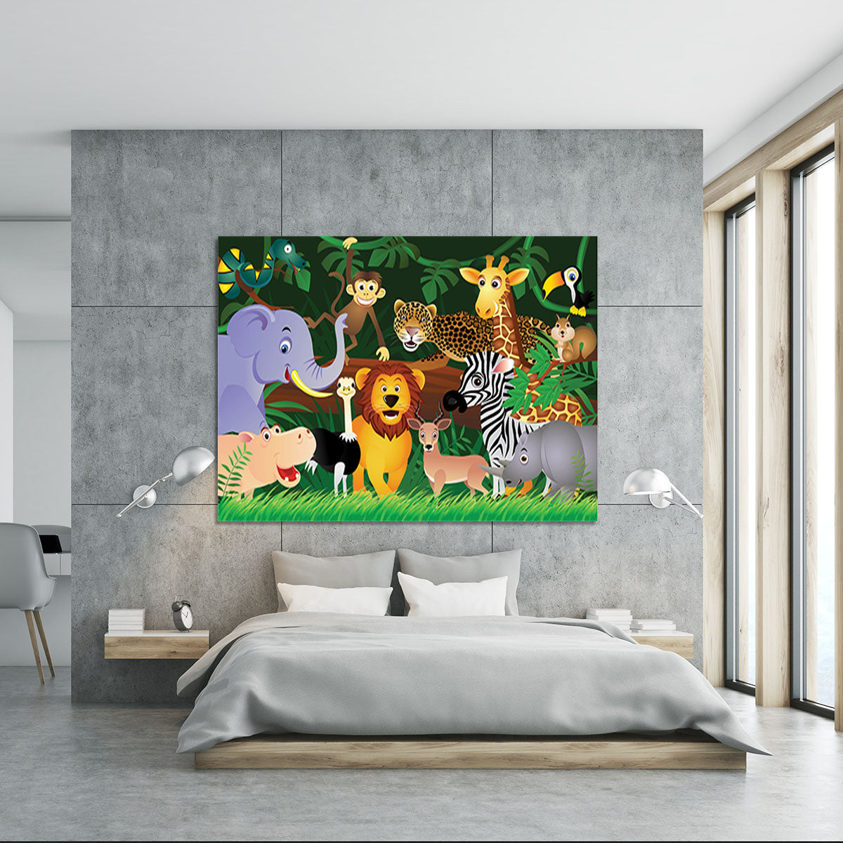 Frendly Animals in the jungle Canvas Print or Poster - Canvas Art Rocks - 5