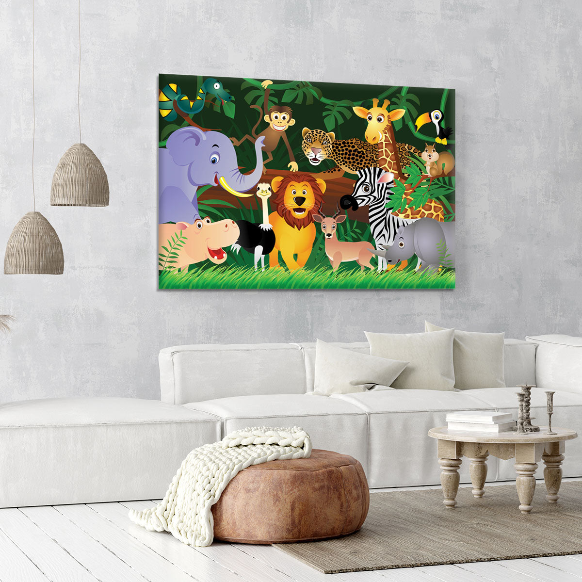 Frendly Animals in the jungle Canvas Print or Poster - Canvas Art Rocks - 6