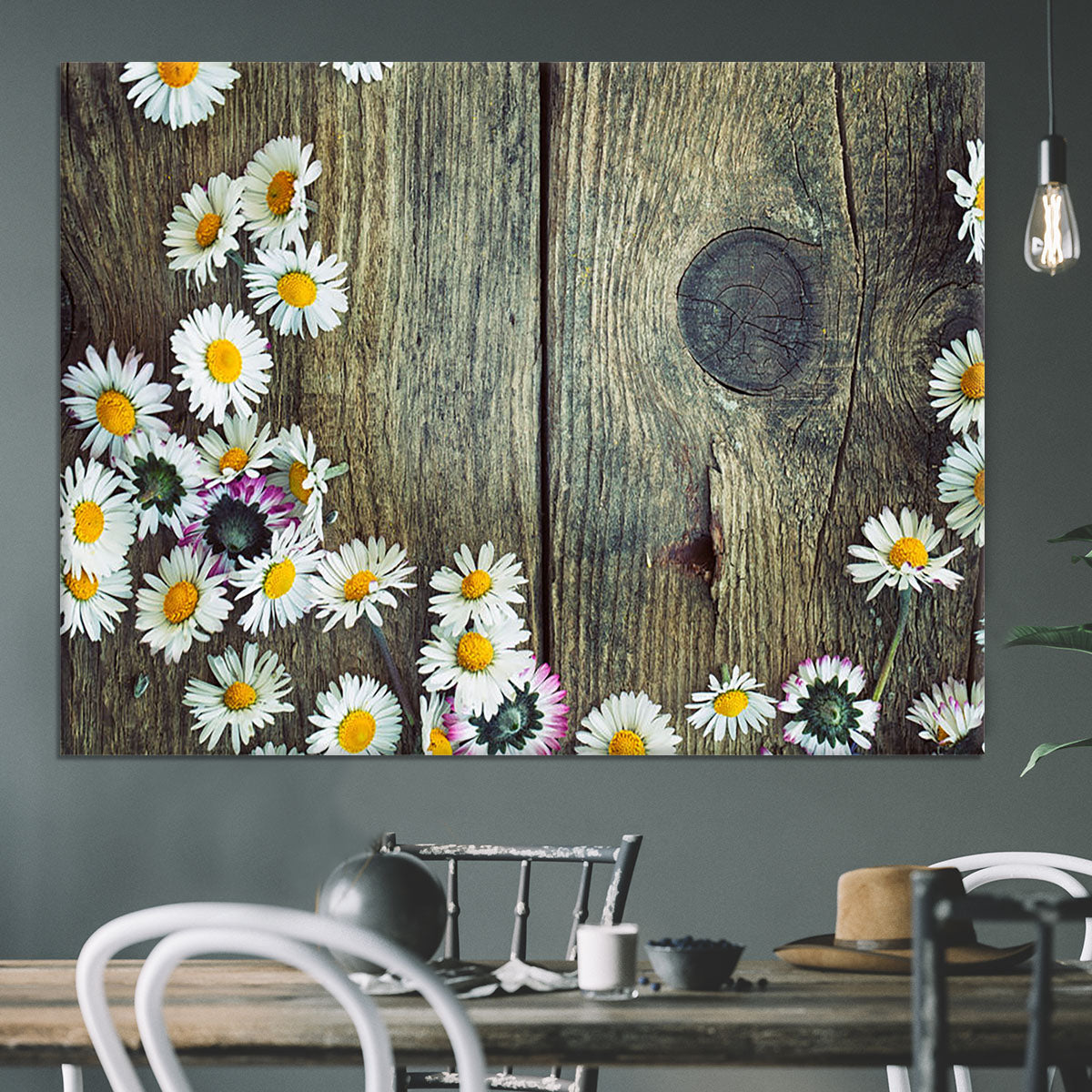 Fresh daisies on wood Canvas Print or Poster - Canvas Art Rocks - 3